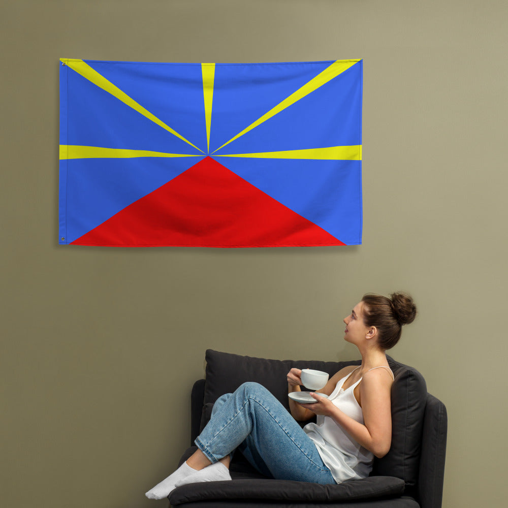 Drapeau Réunion, drapeau PREMIUM île de la Réunion - Le Volcan Rayonnant ou  Mavéli