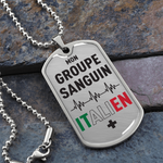 Médaillon militaire GROUPE SANGUIN® Italien + - Collier Cadeau pour un Italien - Bijouterie