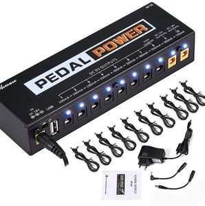 Alimentation Pour Pédales De Guitare 9V - Bloc D’Alim Stabilisé 500 MA Pour 5 Pédales, Silencieux, Câbles Épais