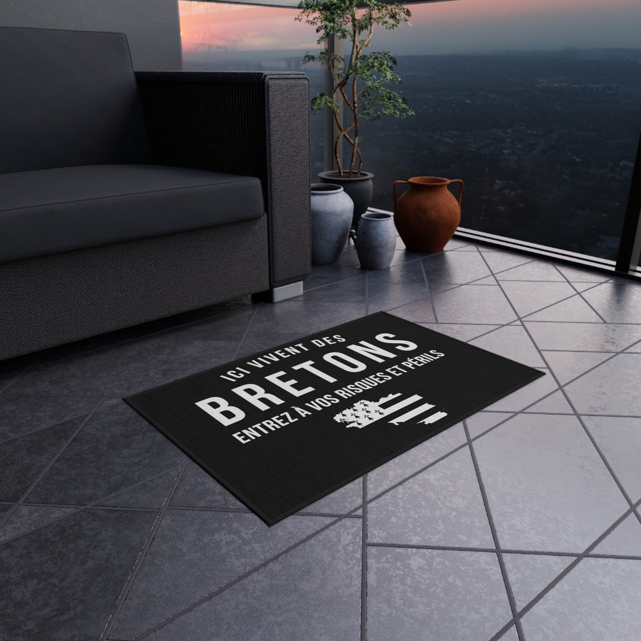 Tapis paillasson Bretagne - Ici vivent des Bretons, design humoristique