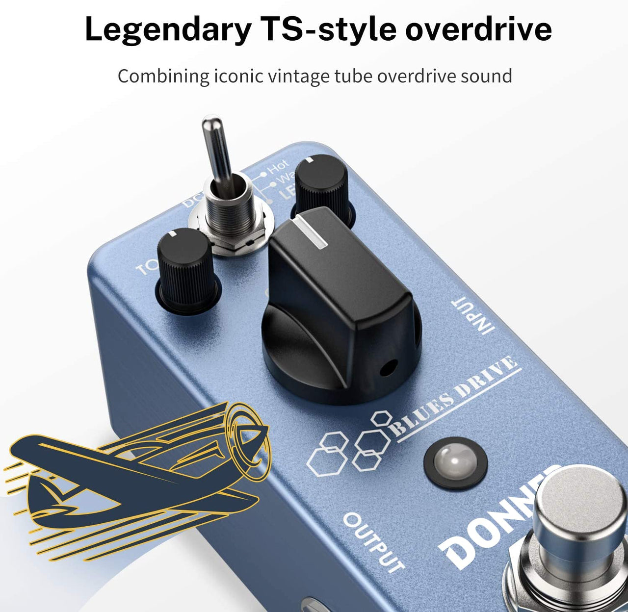 Donner Overdrive Pédale de distorsion, Blue Drive Pédale d'effet Pedale Overdrive Guitare Electrique True Bypass