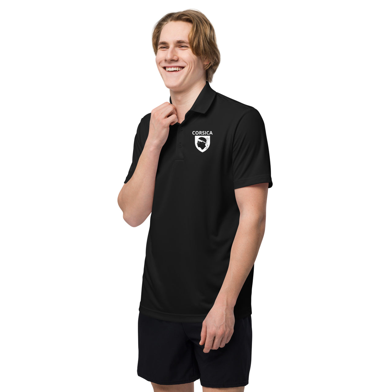 Polo Corse noir - Blason Corse élégant