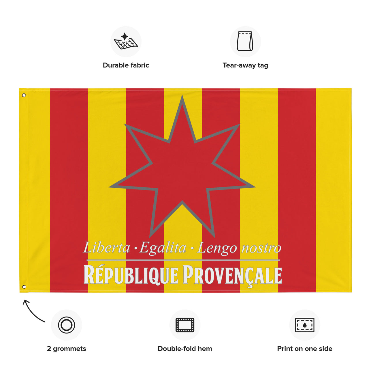 Drapeau République Provençale Sang et Or et Santo Estello