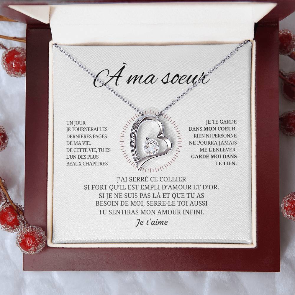 Collier pendentif COEUR ÉTERNEL + Carte cadeau pour votre Soeur - Bijouterie famille