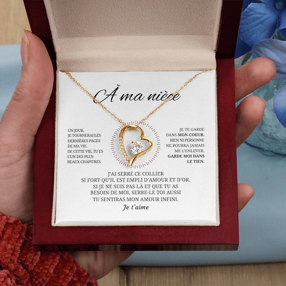 Collier pendentif COEUR ÉTERNEL + Carte cadeau pour votre nièce - Bijouterie famille