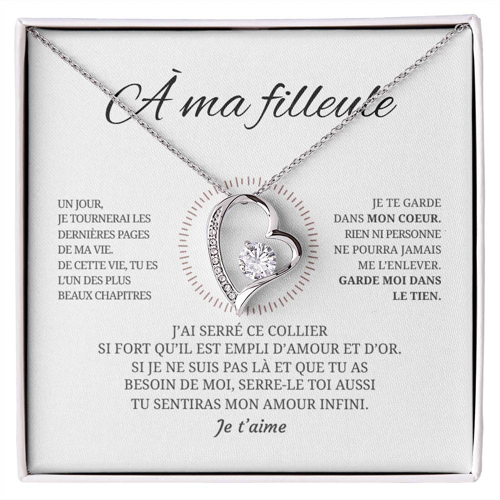 Collier pendentif COEUR ÉTERNEL + Carte cadeau pour votre filleule - Bijouterie famille