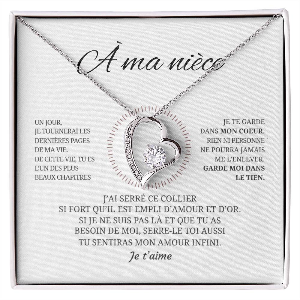 Collier pendentif COEUR ÉTERNEL + Carte cadeau pour votre nièce - Bijouterie famille