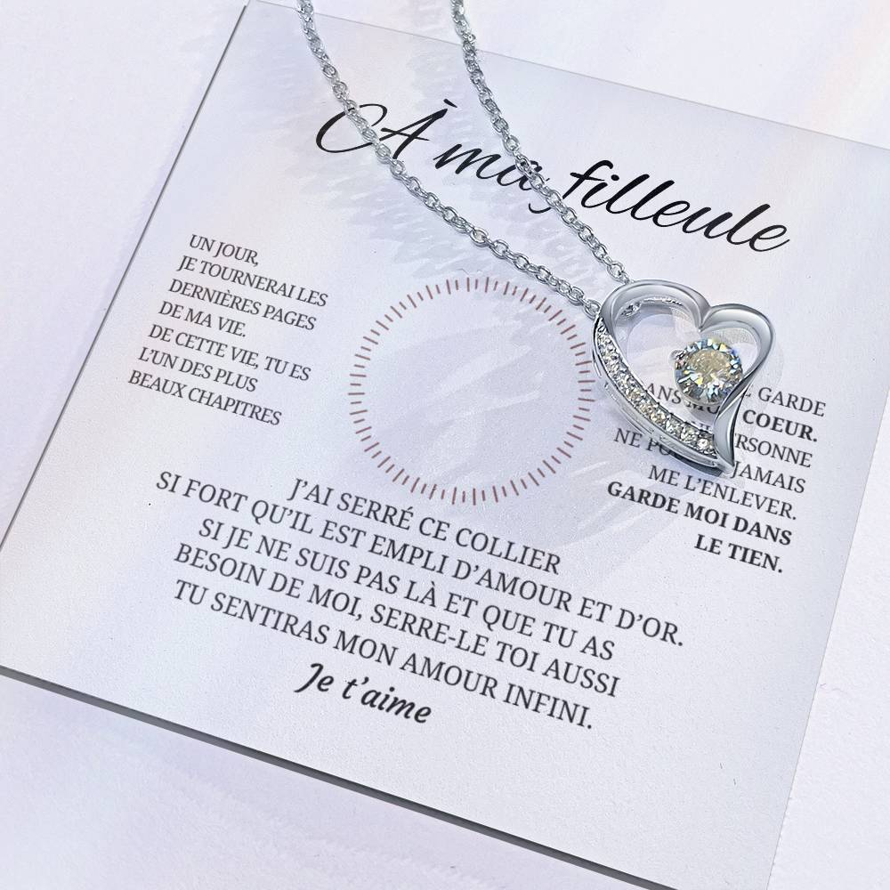 Collier pendentif COEUR ÉTERNEL + Carte cadeau pour votre filleule - Bijouterie famille