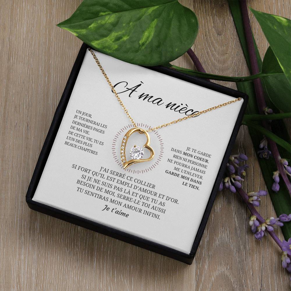 Collier pendentif COEUR ÉTERNEL + Carte cadeau pour votre nièce - Bijouterie famille