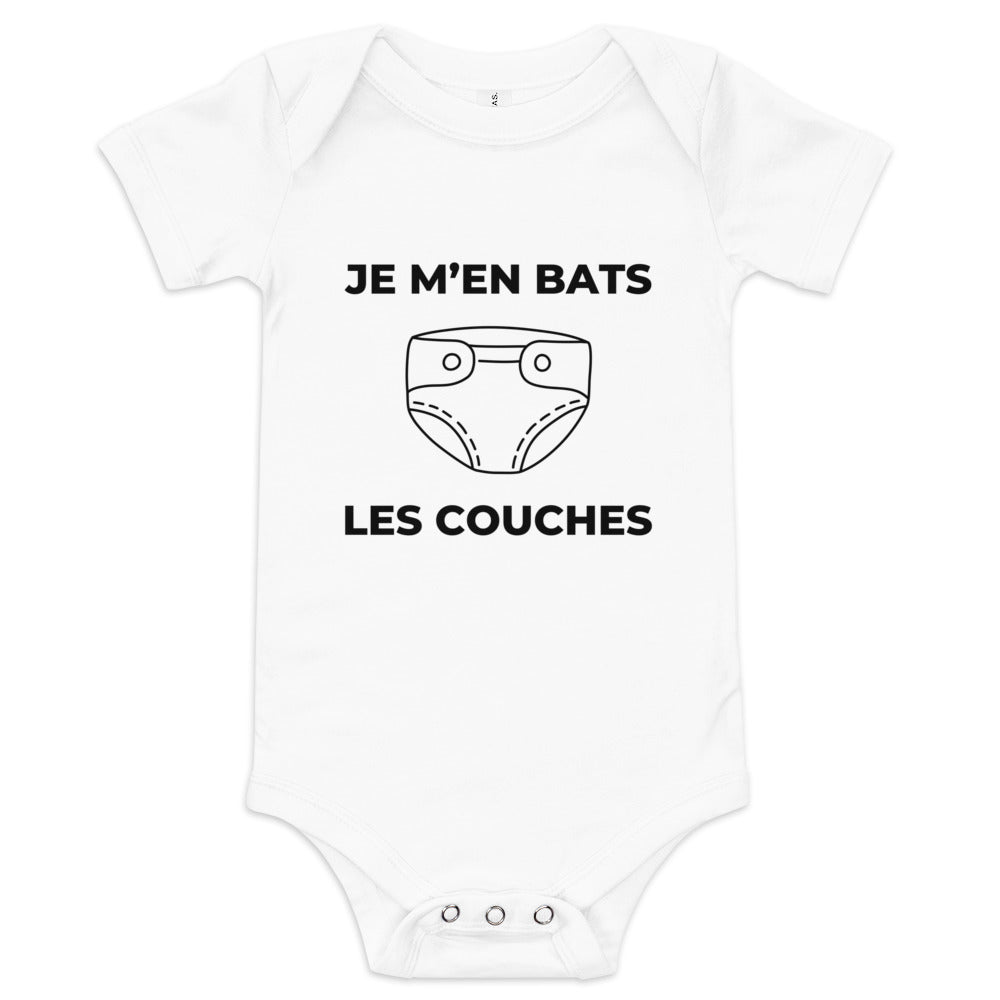 Cadeau humour Body à manches courtes bébé : Je m'en bats les couches