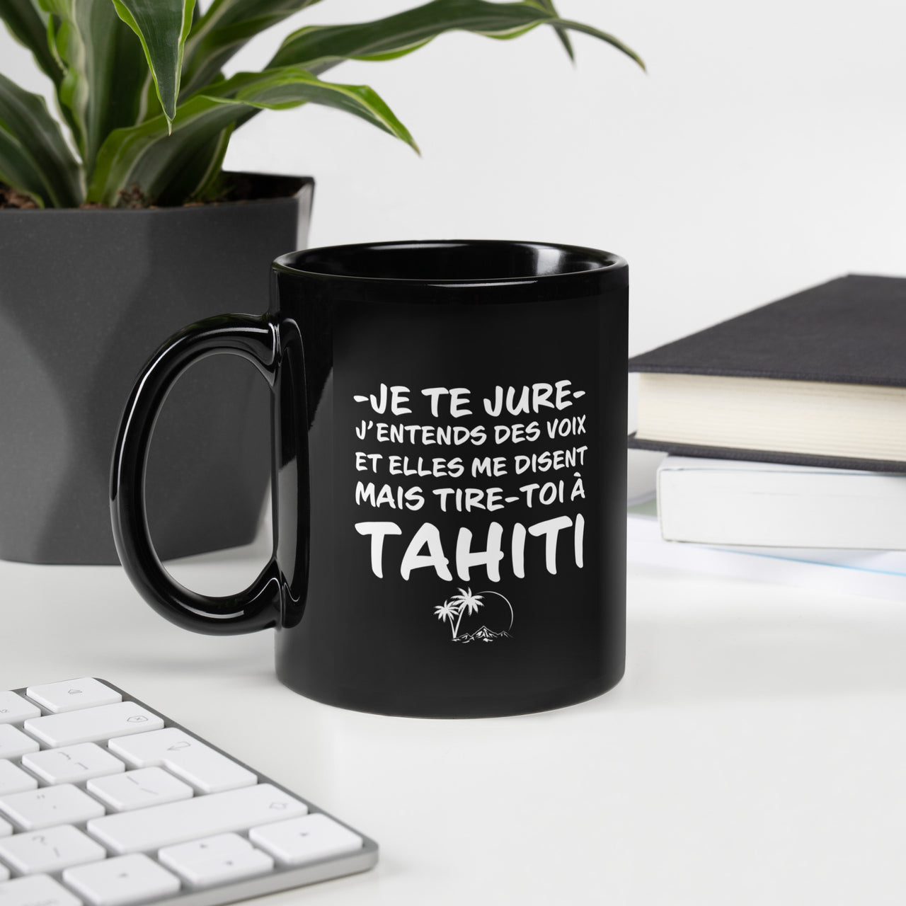 Mug Tahiti noir - j'entends des voix
