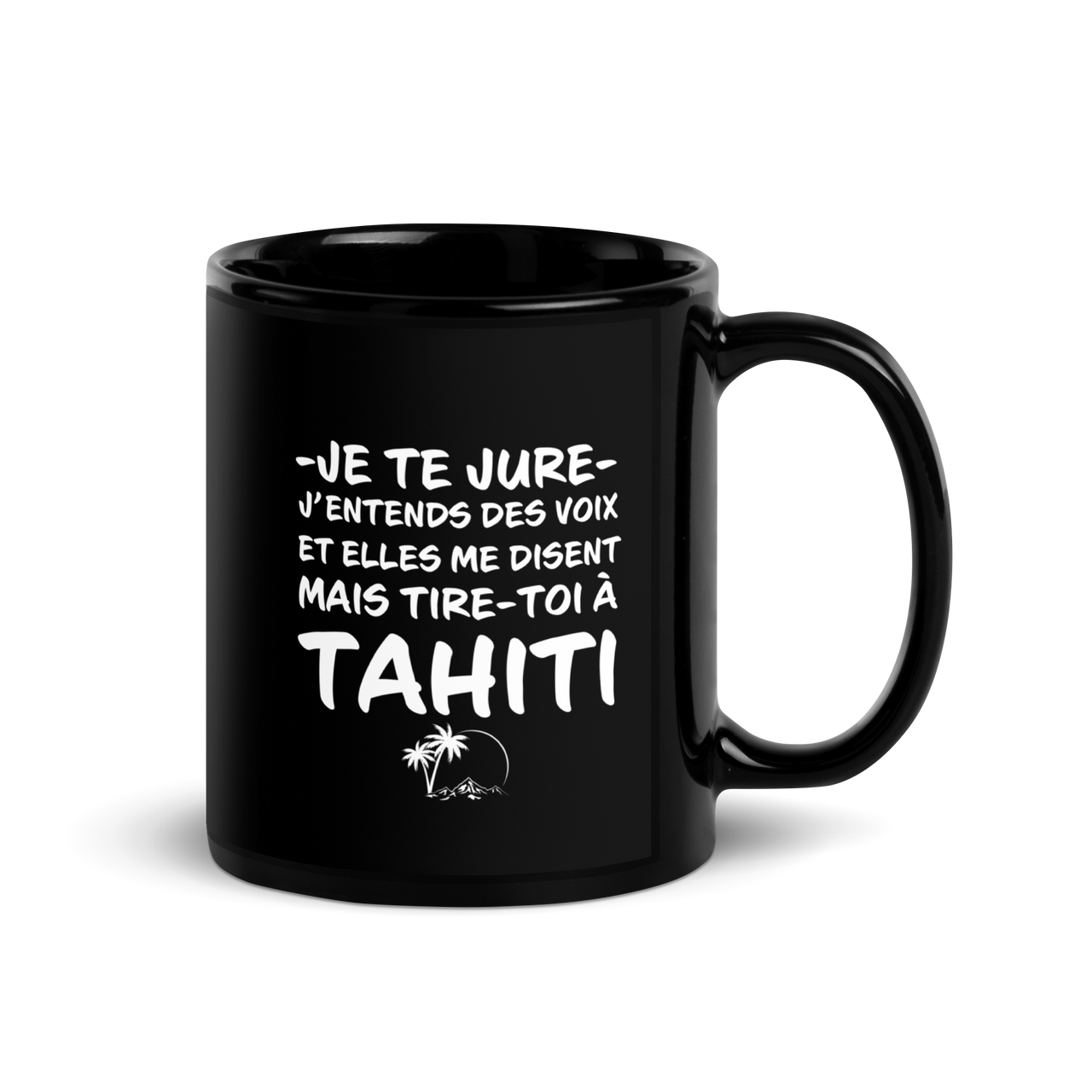 Mug Tahiti noir - j'entends des voix
