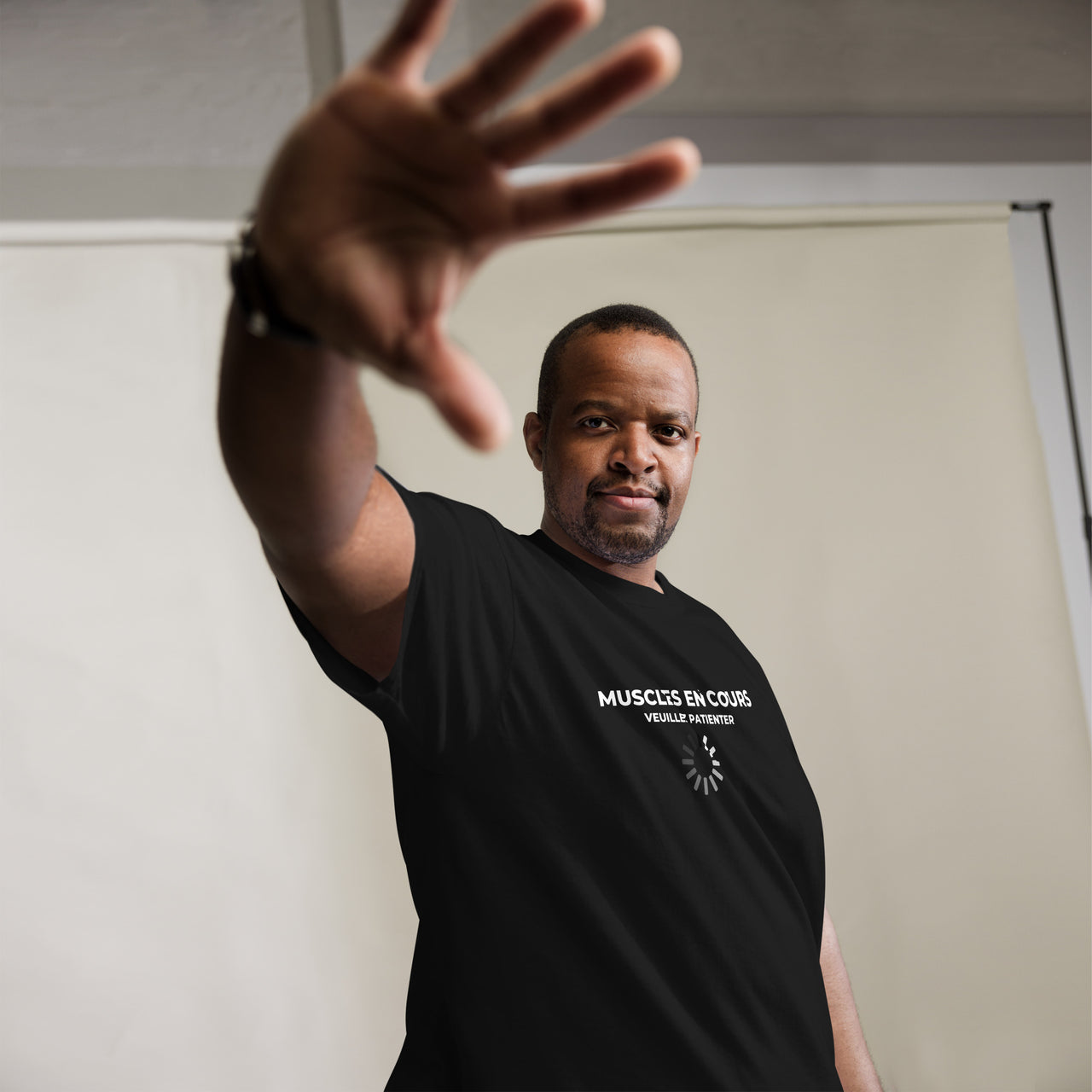 T-shirt humour Sport Grey - Muscles en cours veuillez patienter dos