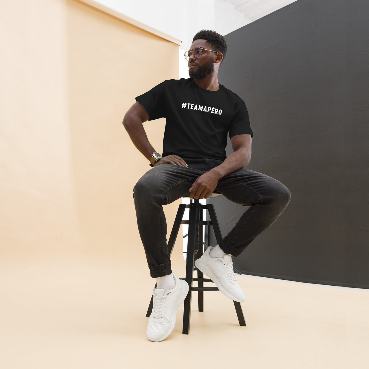 T-shirt Team Apéro noir - design humoristique convivial