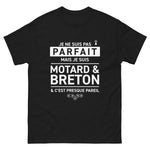 T-shirt Idée Cadeau Motard Breton - Humour je ne suis pas parfait mais je suis Motard et Breton