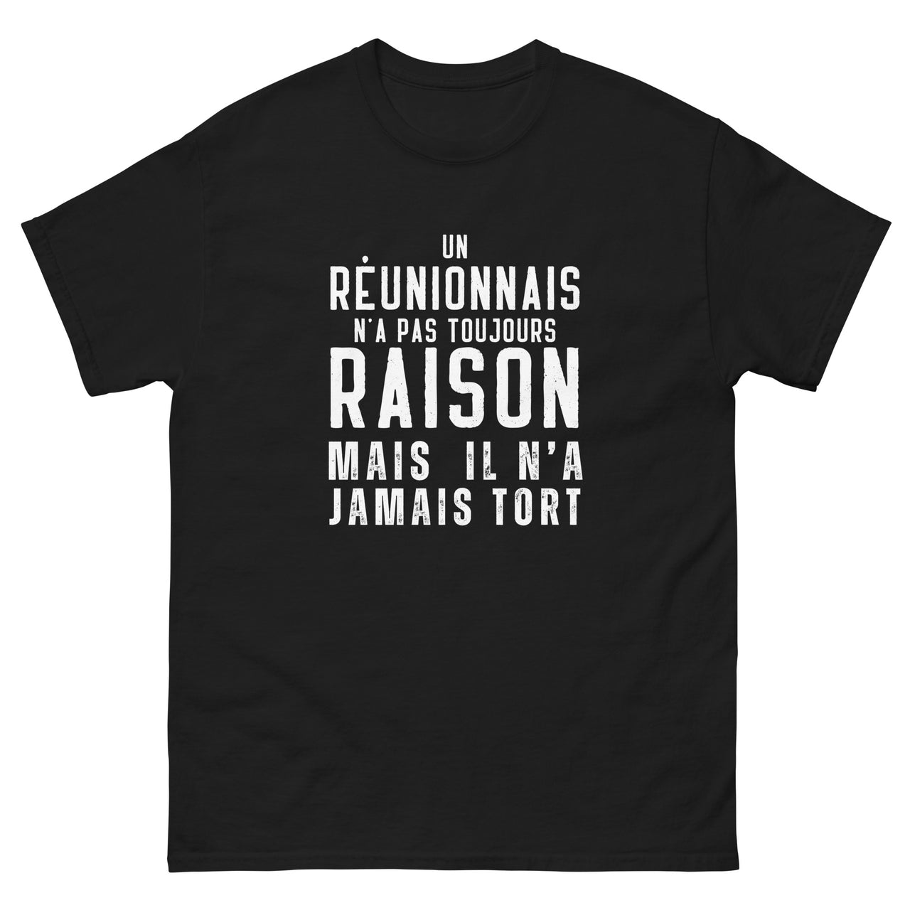 T-shirt Réunion gris sport - Un Réunionnais n'a pas toujours raison