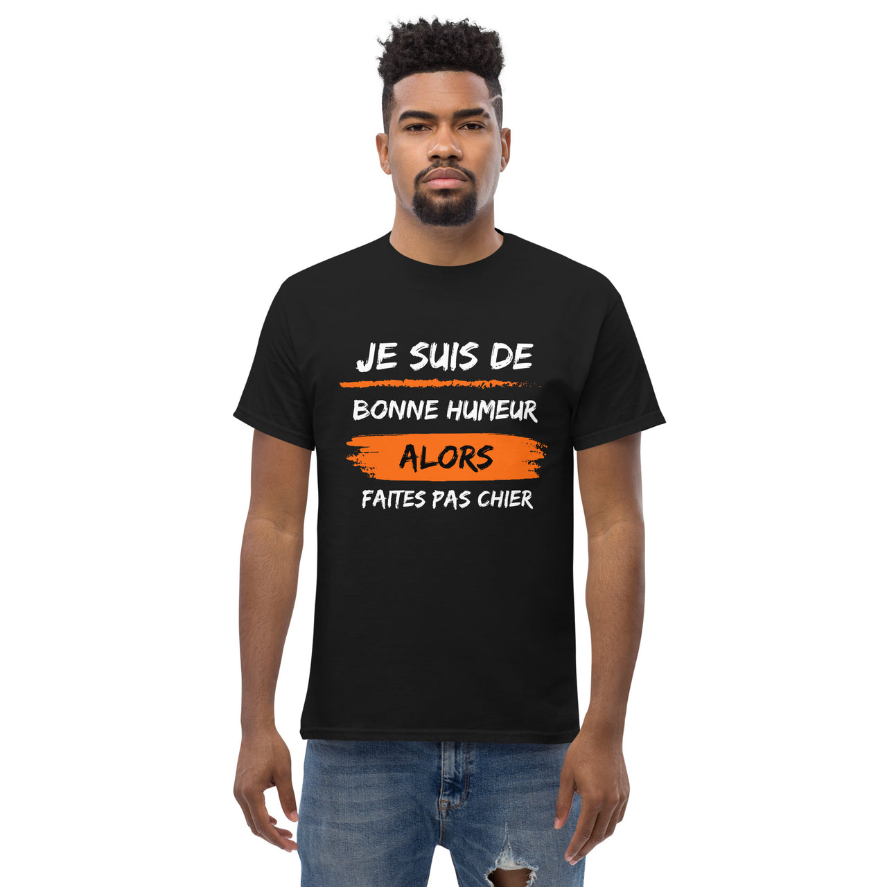 T-shirt humour France gris clair - Je suis de bonne humeur