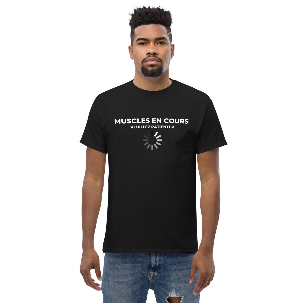 T-shirt humour Ash Grey - Muscles en cours veuillez patienter dos