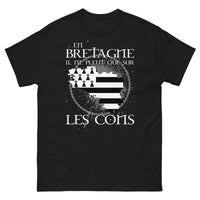 Thumbnail for T-shirt Bretagne noir - En Bretagne il ne pleut que sur les cons