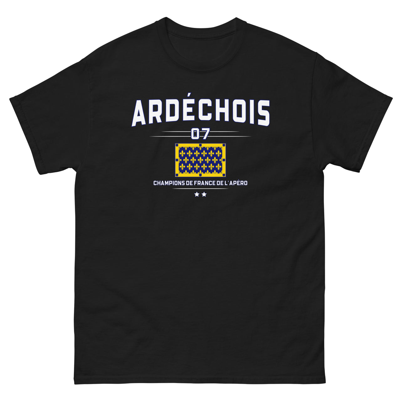 T-shirt Ardéchois noir - champions de France de l'apéro