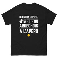 Thumbnail for T-shirt Ardéchois noir - Heureux comme un ardéchois à l'apéro