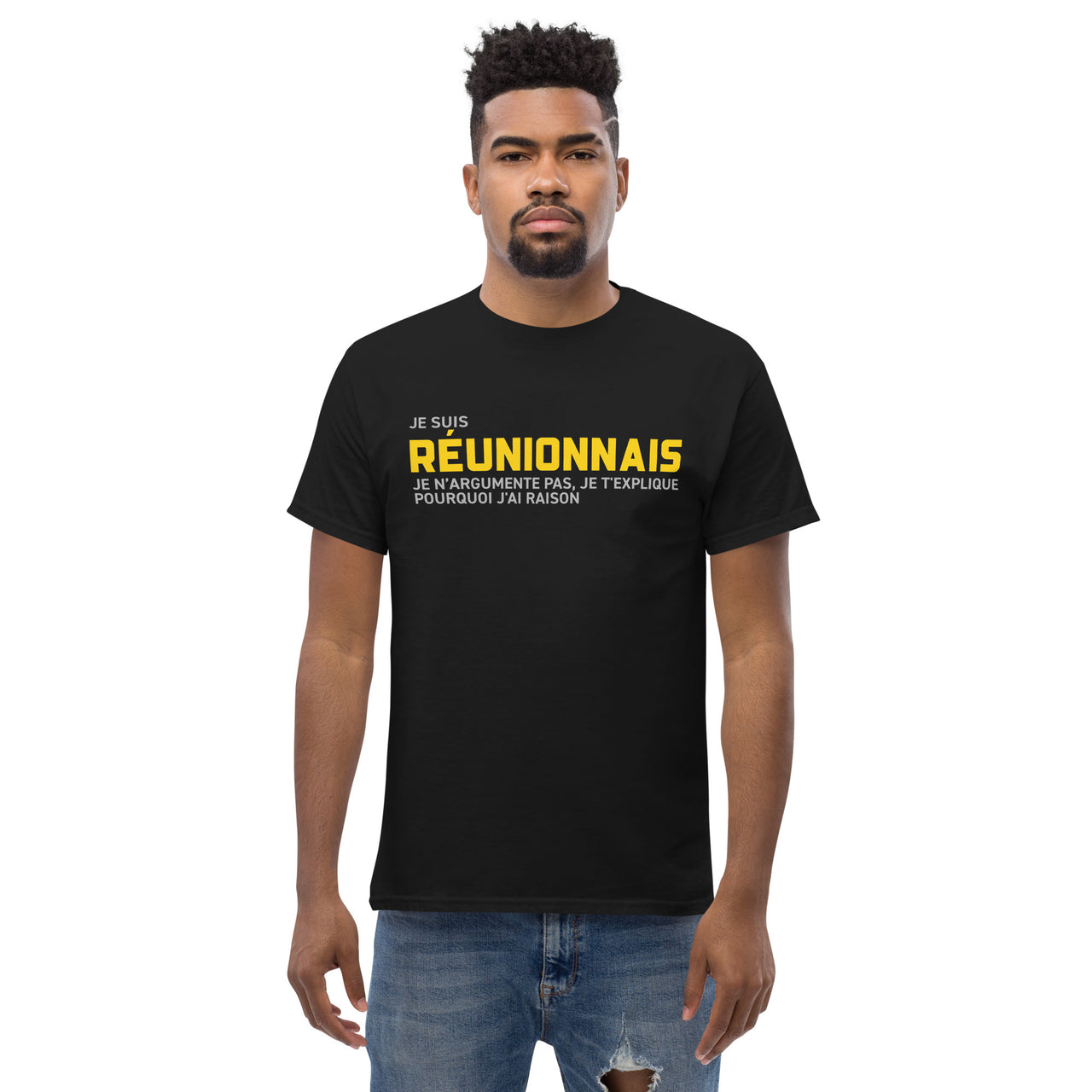 T-shirt Réunionnais vert militaire - Je t'explique pourquoi j'ai raison