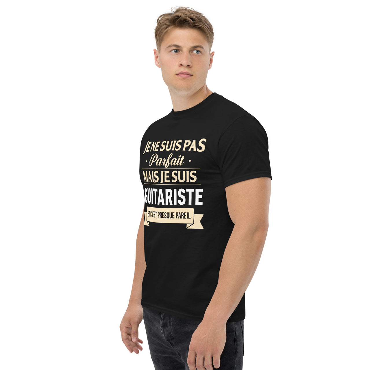 T-shirt guitariste noir - Pas parfait mais avec fierté