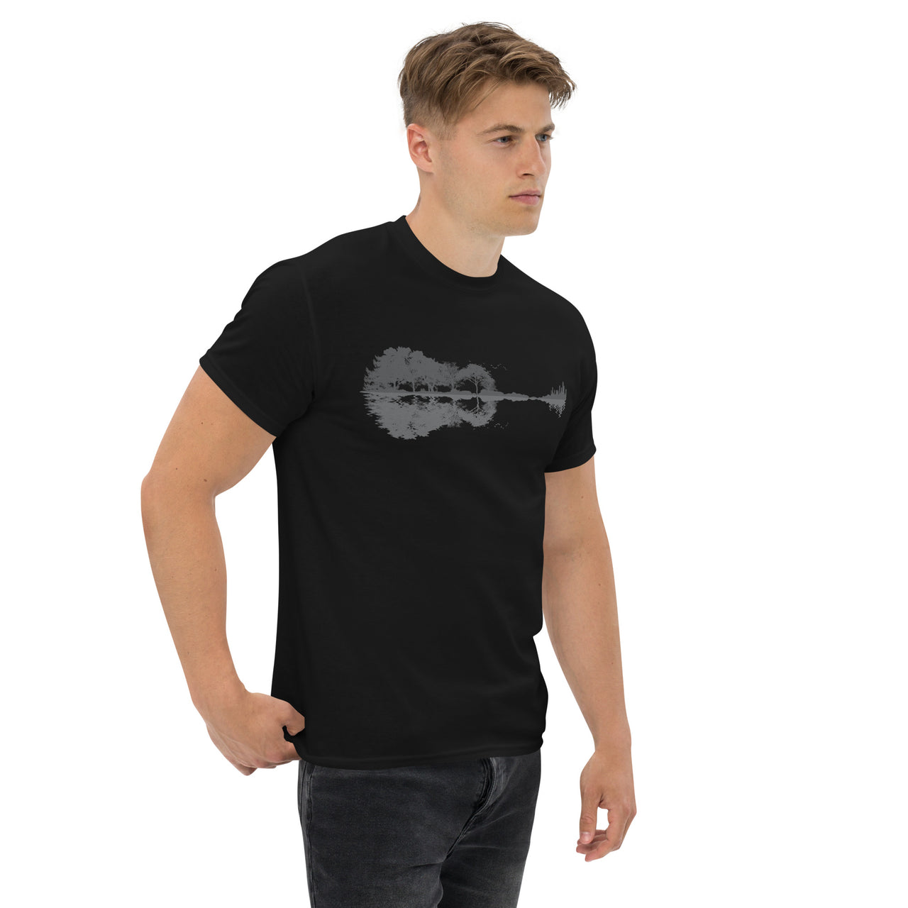 T-shirt Guitariste noir dos - design tendance pour musiciens