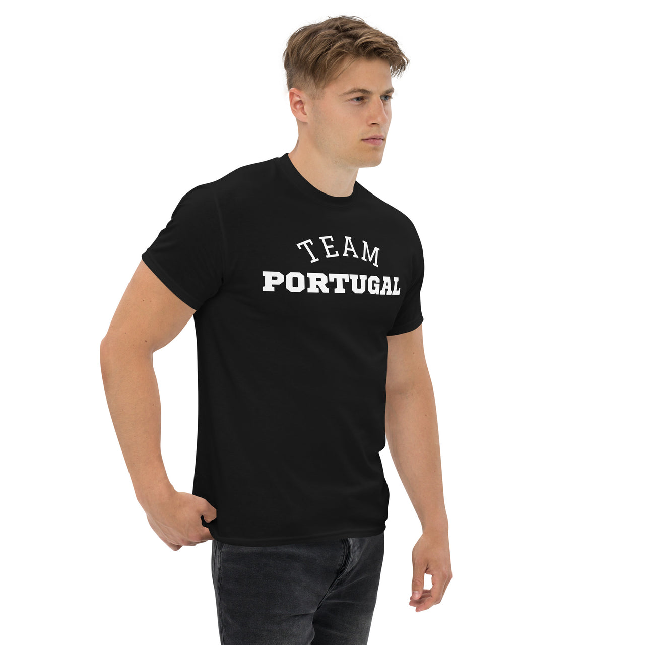 T-shirt Portugal noir face - Fierté et humour en coton