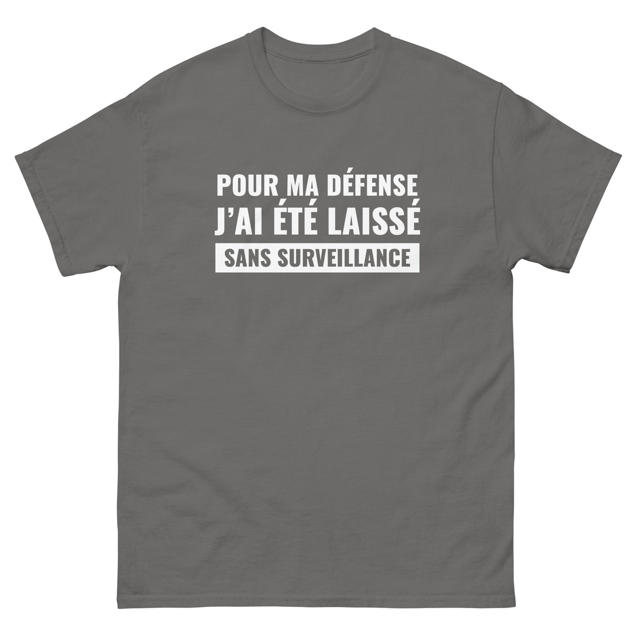 T-shirt humour bleu marine dos - Sans surveillance