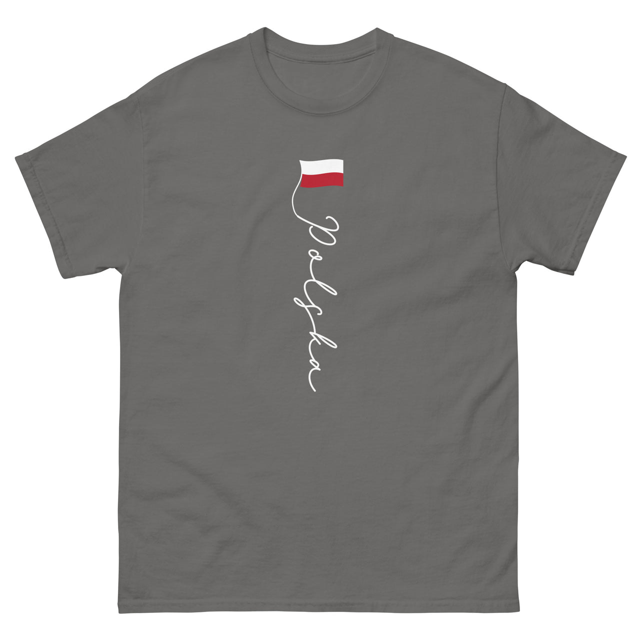 T-shirt Pologne vert militaire dos - Drapeau élégant et signature