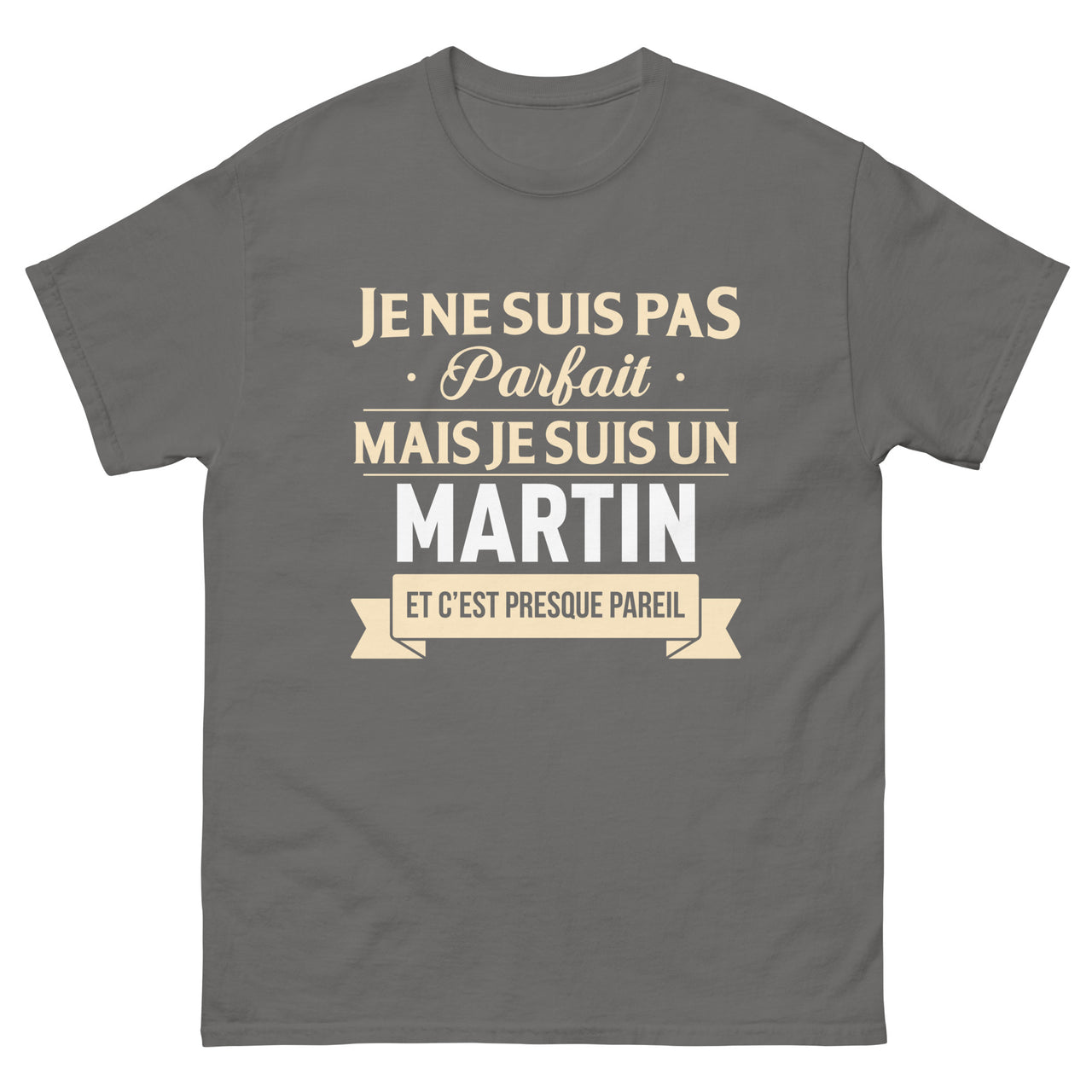 T-shirt Martin vert militaire dos - Je ne suis pas parfait, presque