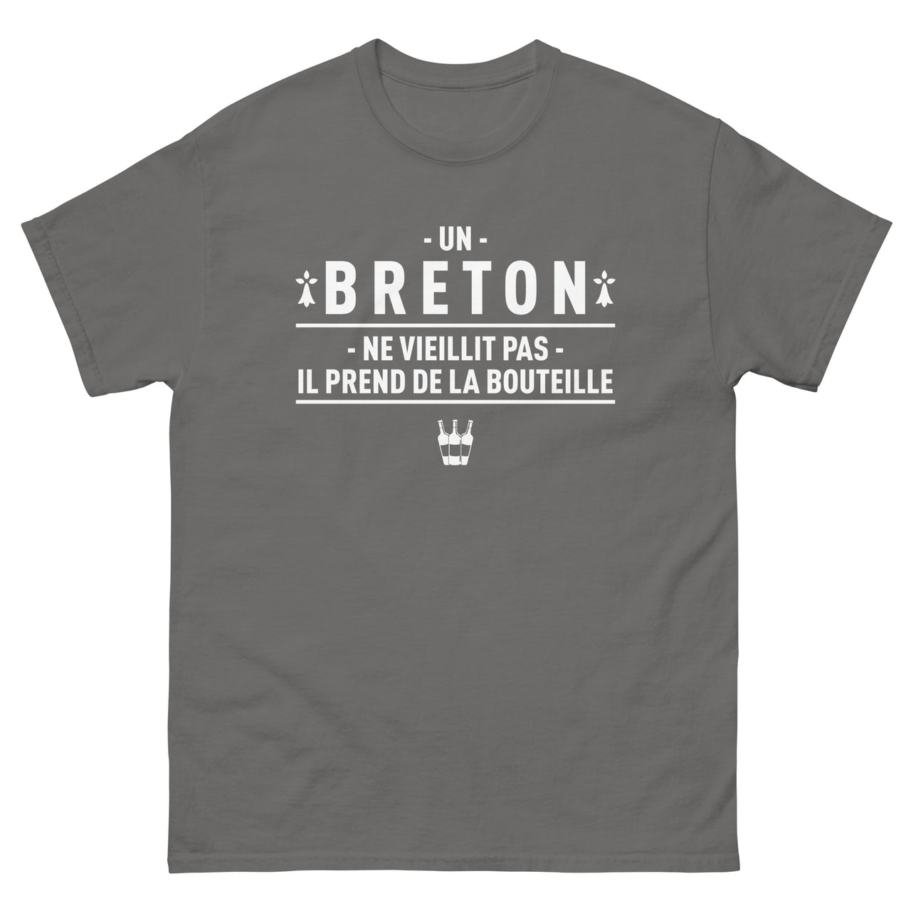 T-shirt Bretagne bleu marine dos - Un breton ne vieillit pas, il prend de la bouteille