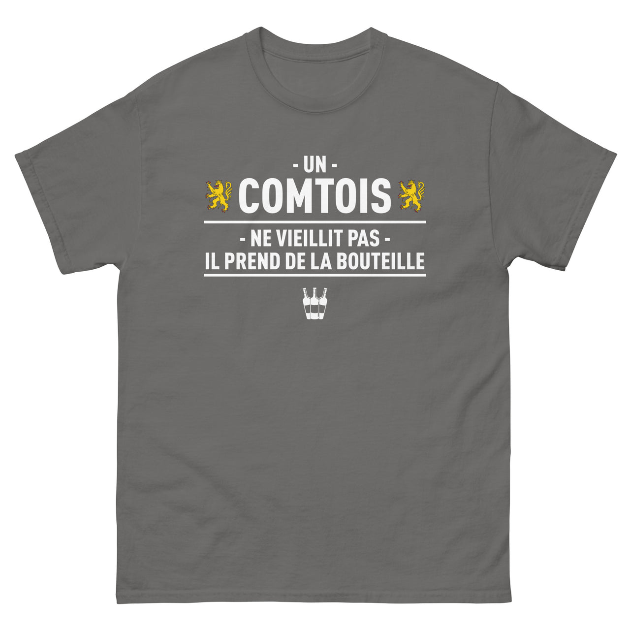 T-shirt Franche-Comté anthracite dos - Un comtois prend de la bouteille