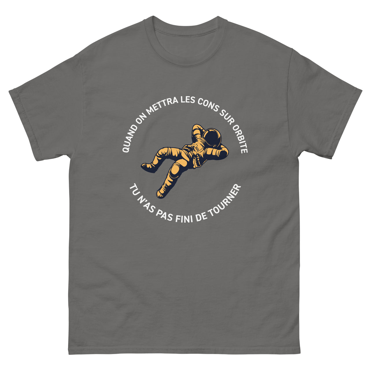 T-shirt Les cons sur orbite noir face - texte humoristique