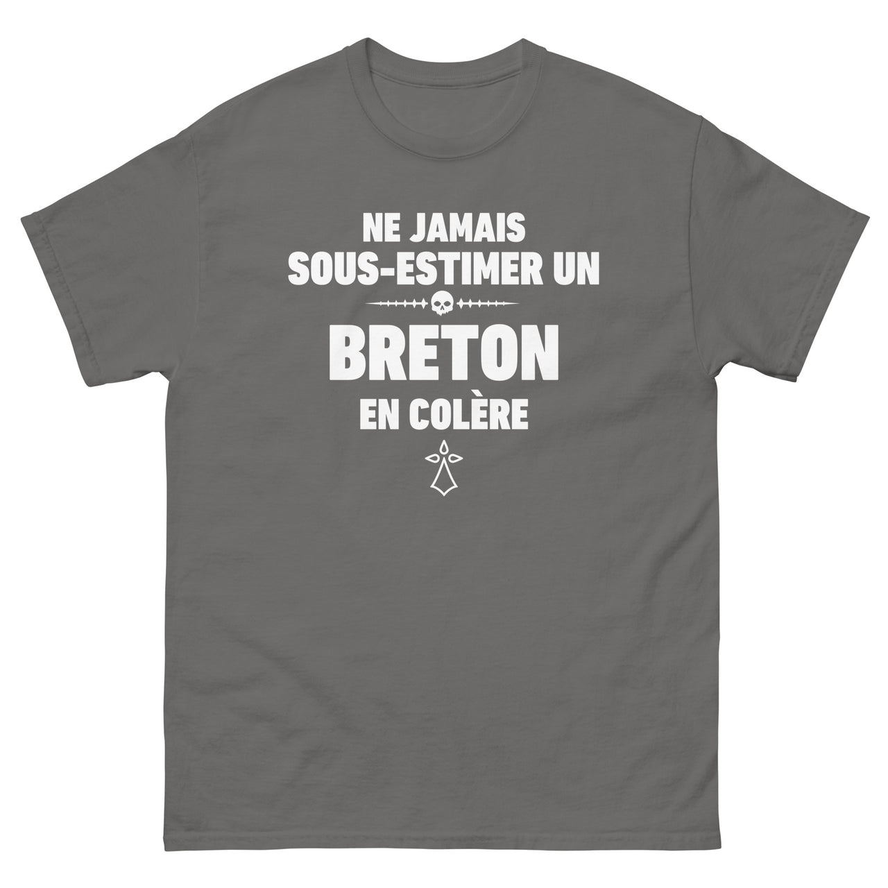 T-shirt Bretagne bleu marine face - Ne jamais sous-estimer un Breton en colère