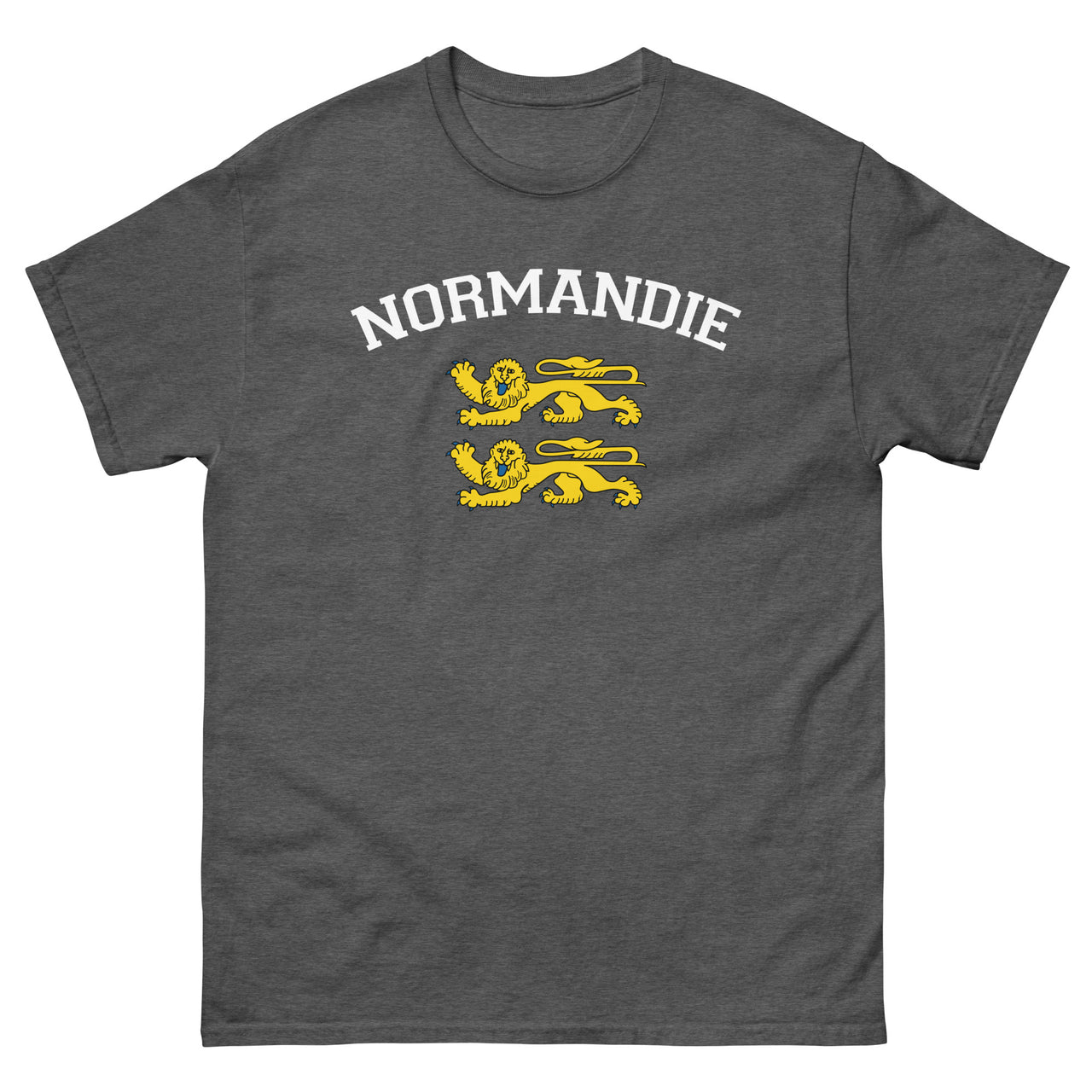 T-shirt Normandie - Deux lions léopardés style universitaire