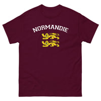 Thumbnail for T-shirt Normandie bordeaux - Deux lions léopardés style universitaire