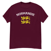 Thumbnail for T-shirt Normandie bleu marine - Deux lions léopardés style universitaire
