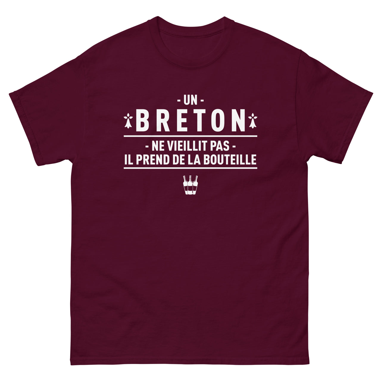 T-shirt Bretagne vert militaire - Un breton ne vieillit pas, il prend de la bouteille