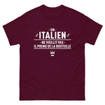 T-shirt Un Italien ne vieillit pas il prend de la bouteille - cadeau humour Italie