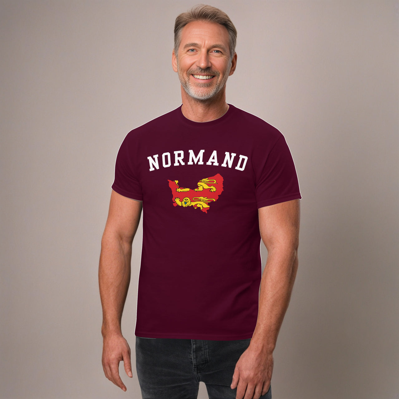 T-shirt Normandie noir - effet college américain