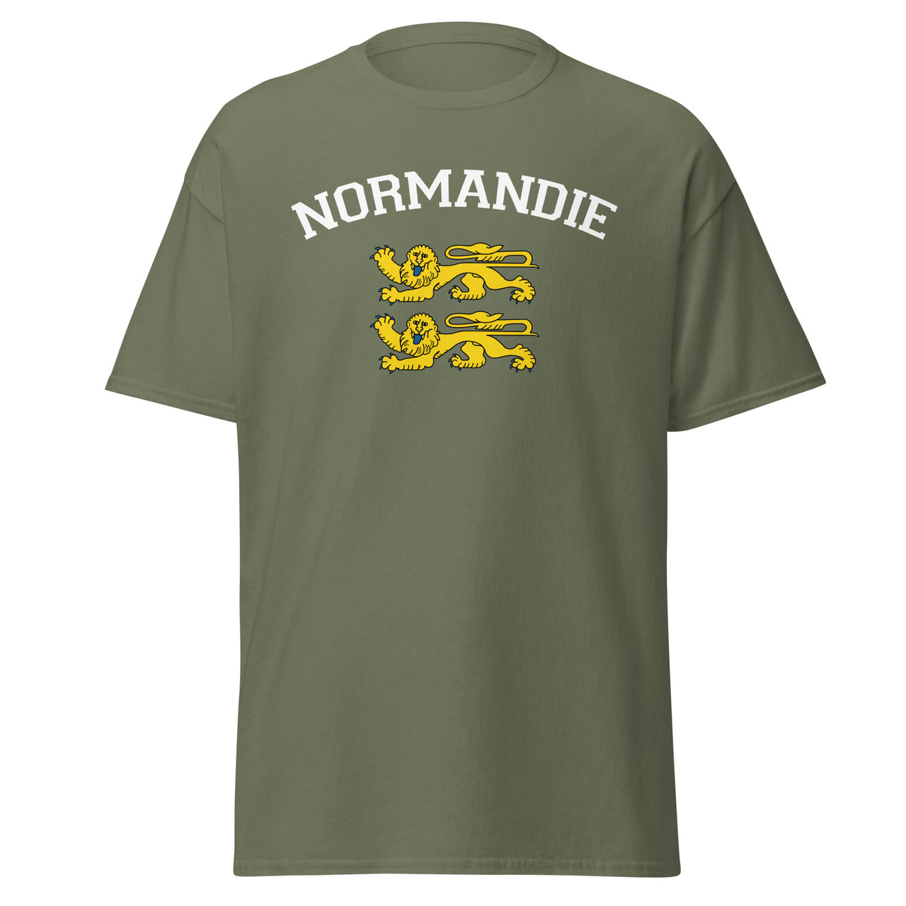 T-shirt Normandie bordeaux dos - Deux lions léopardés style universitaire