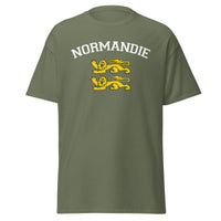 Thumbnail for T-shirt Normandie bordeaux dos - Deux lions léopardés style universitaire