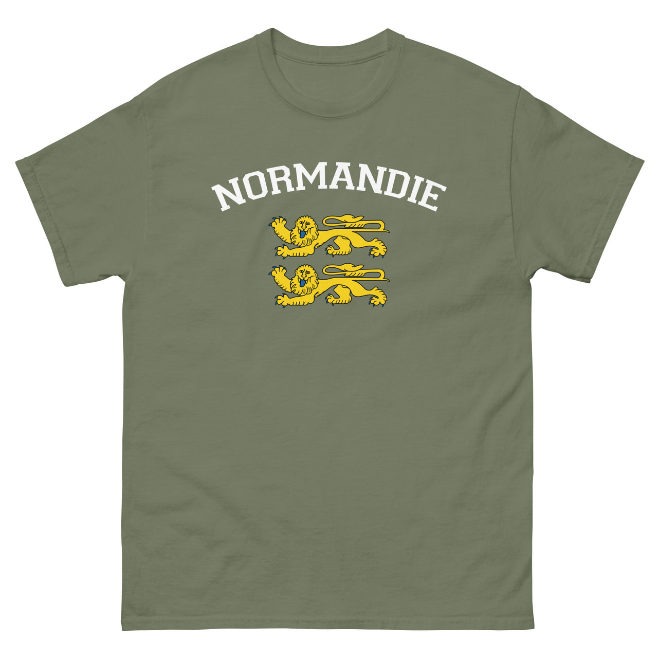 T-shirt Normandie - Deux lions léopardés style universitaire