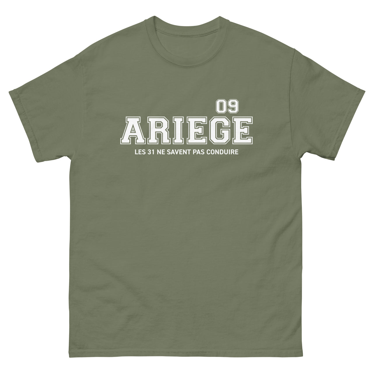 T-shirt Ariège 09 vert militaire - les 31 ne savent pas conduire
