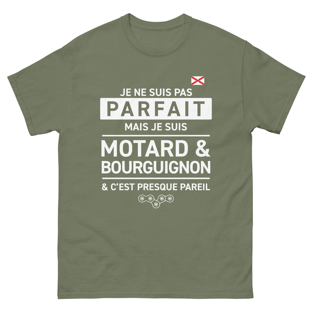 T-shirt Bourgogne anthracite dos - Je ne suis pas parfait mais motard