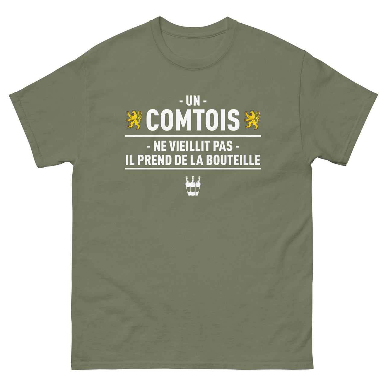 T-shirt Un comtois ne vieillit pas il prend de la bouteille - Cadeau humour