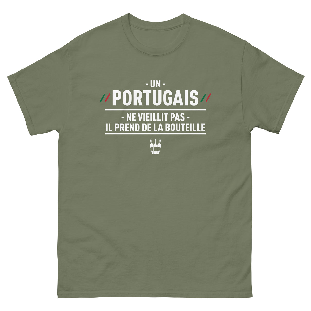 T-shirt Portugal anthracite dos - Un Portugais ne vieillit pas, il prend de la bouteille
