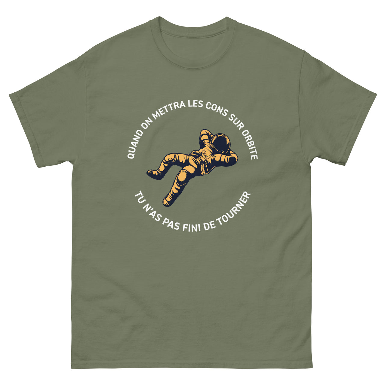 T-shirt Les cons sur orbite anthracite face - texte humoristique